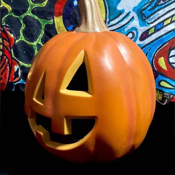 Vintage Pumpkin Jack O Lantern Lighted Halloween Fall Decor 9" - Picture 10 of 11